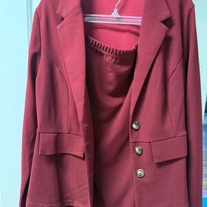 YOZY Burgundy Blazer & Skirt Set (Size XXL / US 14)